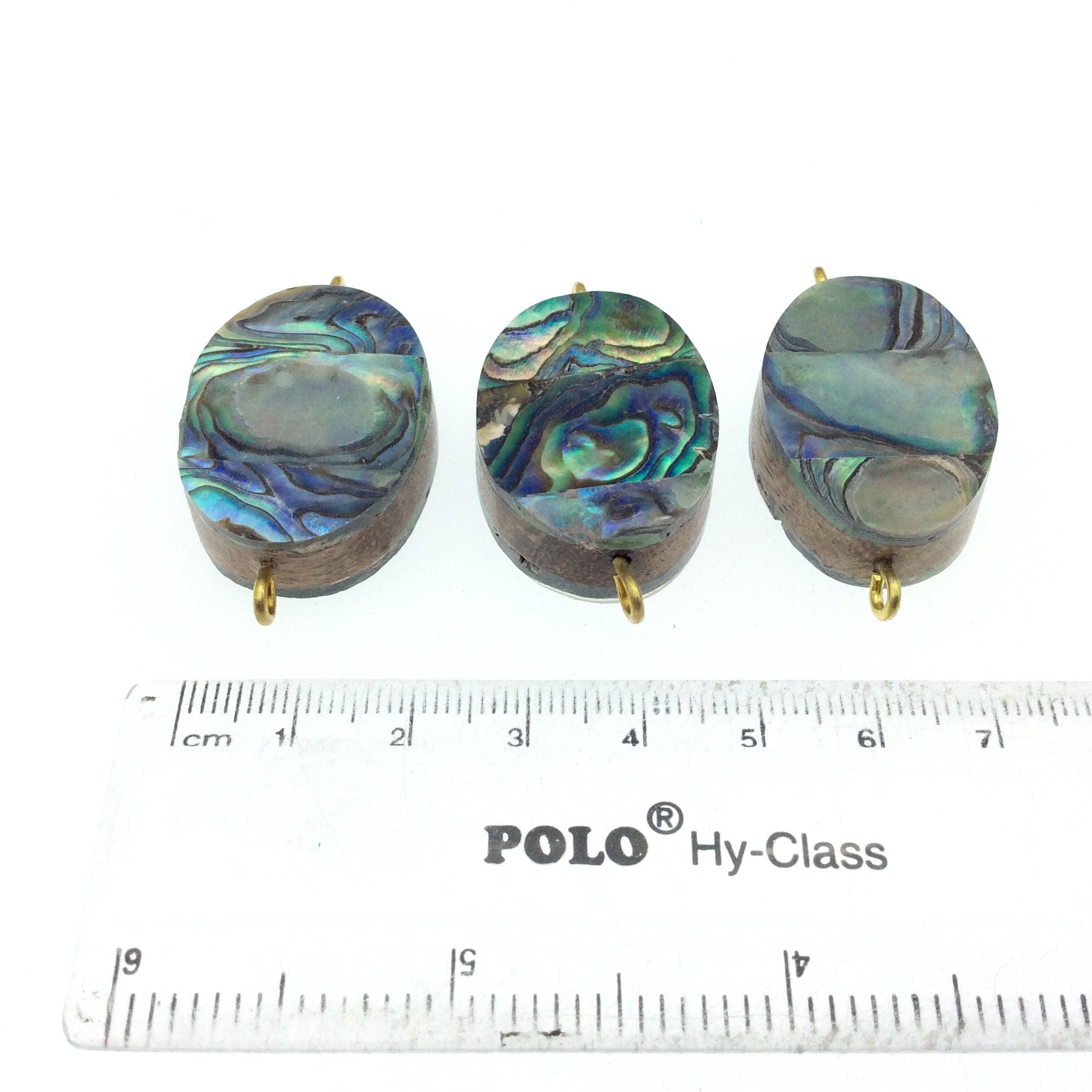 Rainbow Oval Shaped Natural Shell Focal Connector - 22mm x 31mm Approximately - Sold Individually