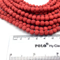 6mm Bright Red Colored Volcanic Lava Rock Round/Rondelle Shaped Diffuser Beads w/ 1.5mm Holes - Sold by 15&quot; Strands (Approx. 65 Beads)