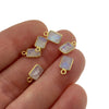 BULK PACK of Six (6) Gold Sterling Silver Pointed/Cut Stone Faceted Rectangle Shaped Moonstone Bezel Pendants - Measuring 5mm x 7mm