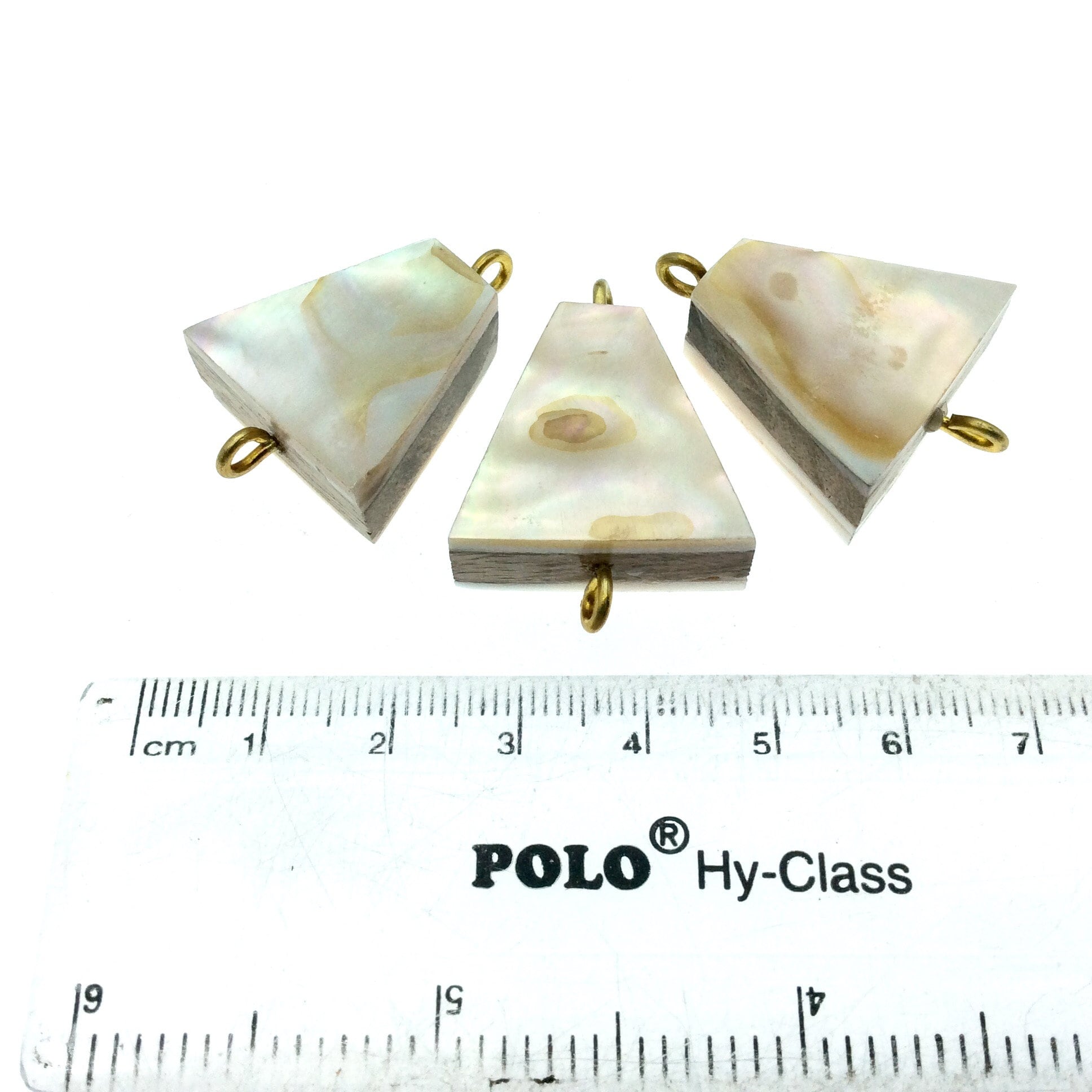 Iridescent White Trapezoid Shaped Natural Shell Focal Connector - 21mm x 21mm Approximately - Sold Individually