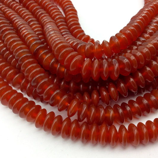 12mm Smooth Red Agate Saucer/Disc Shaped Beads with 1mm Holes - Sold by 14" Strands (~ 66 Beads) - Quality Gemstone!