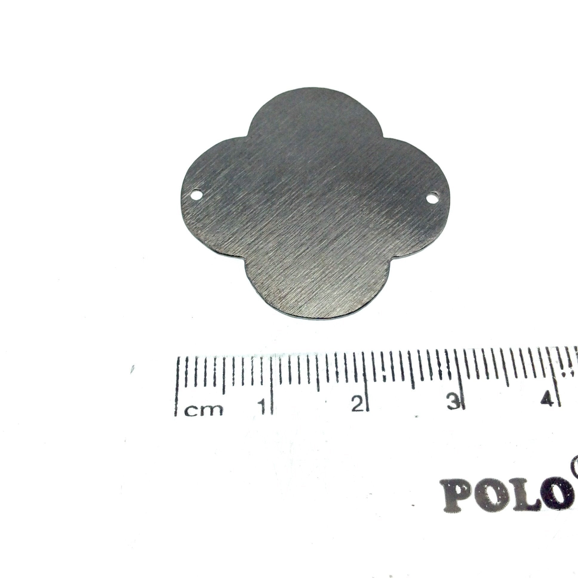 33mm Gunmetal Brushed Finish Blank Quatrefoil Shaped Plated Copper Components - Sold in Pre-Counted Bulk Packs of 10 Pieces - (064-GM)