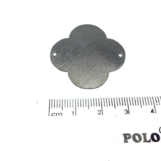 33mm Gunmetal Brushed Finish Blank Quatrefoil Shaped Plated Copper Components - Sold in Pre-Counted Bulk Packs of 10 Pieces - (064-GM)