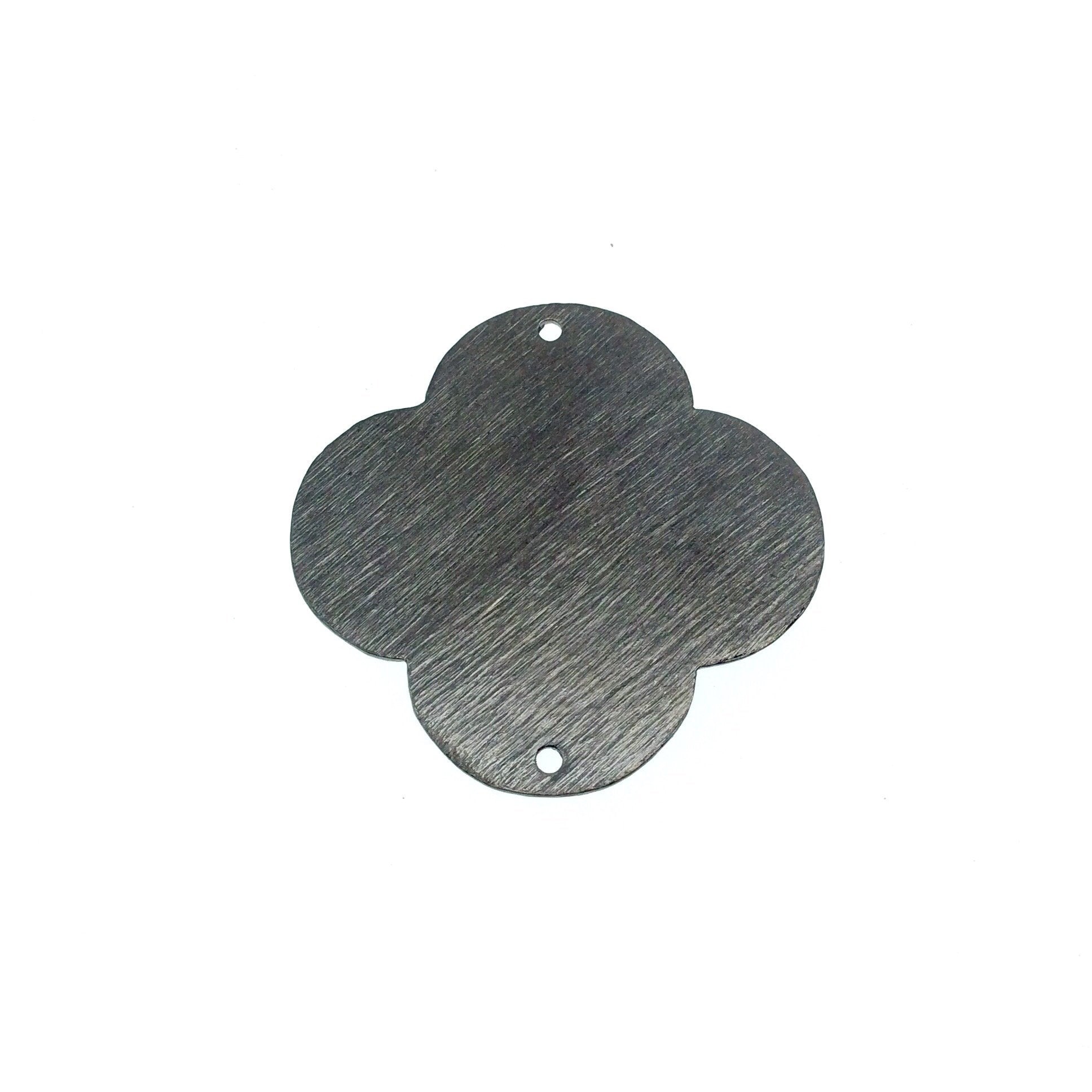 33mm Gunmetal Brushed Finish Blank Quatrefoil Shaped Plated Copper Components - Sold in Pre-Counted Bulk Packs of 10 Pieces - (064-GM)