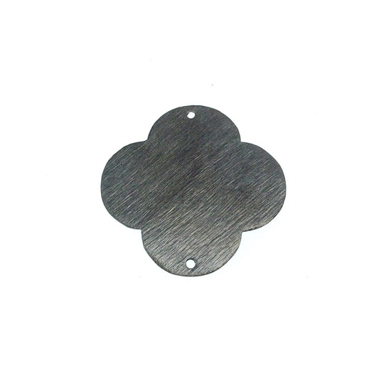 33mm Gunmetal Brushed Finish Blank Quatrefoil Shaped Plated Copper Components - Sold in Pre-Counted Bulk Packs of 10 Pieces - (064-GM)