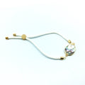White Half Finished Cord Bracelet with Gold Plated Tree of Life Sliding Stopper Bead - 115mm Single Cord Length, 8mm Stopper Bead