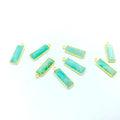 Gold Vermeil Faceted Cut Stone Rectangle Shaped Amazonite Bezel Pendant - Measuring 5mm x 15mm - Sold Per Piece
