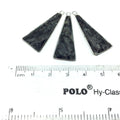 Silver Finish Faceted Black Feldspar Long Triangle Shaped Bezel Pendant Component - Measuring 12mm x 30mm - Natural Semi-precious Gemstone