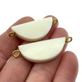 White/Ivory Semi-Circle Shaped Natural Bone Focal Connector - 15mm x 35mm Approximately
