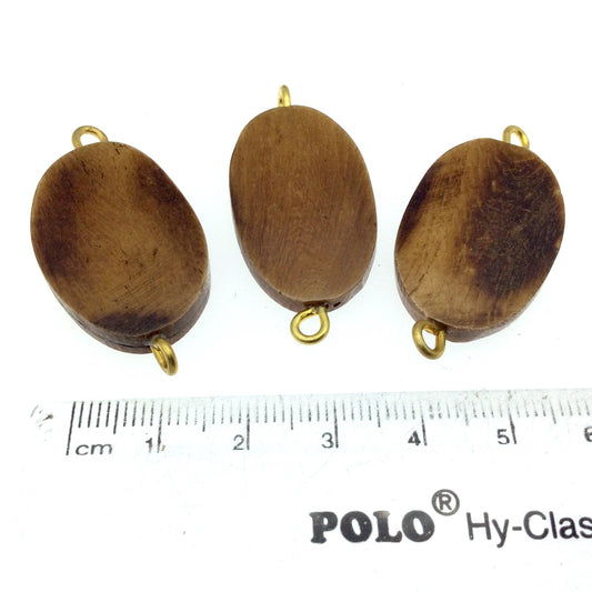 Brown Oval Shaped Natural Bone Focal Connector - 20mm x 36mm Approximately - Sold Individually
