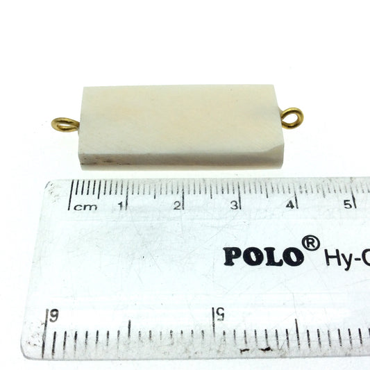 White/Off White Rectangle Shaped Natural Bone Focal Connector - 16mm x 38mm Approximately - Sold Individually