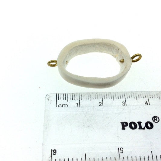 White/Ivory Vertebrae Slice Oval Shaped Natural Bone Focal Connector - 25mm x 48mm Approximately - Sold Individually