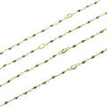 Gold Plated Copper Rosary Chain with 2mm Pyrite Beads and 5mm Clear Hyrdro Quartz Marquise Bezels  - Sold by the Foot, or in Bulk!