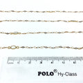 Gold Plated Copper Rosary Chain with 2mm Mixed Moonstone Beads and 5mm Clear Hyrdro Quartz Marquise Bezels  - Sold by the Foot