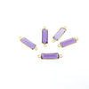 Gold Vermeil Faceted Cut Stone Rectangle Shaped Purple Hydro (Lab Created) Quartz Bezel Connector- Measuring 5mm x 15mm - Sold Per Piece
