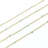 Gold Plated Copper Rosary Chain with Spaced 5mm Freshwater Pearl Rice Beads - Sold by the Foot! - Natural Semi-Precious Beaded Chain