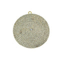 Gold Plated CZ Cubic Zirconia Inlaid Disc/Circle Shaped Copper Pendant - Measuring 43mm x 43mm