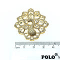 Gold Plated CZ Cubic Zirconia Inlaid Fancy Peacock Copper Slider - Measures 40mm x 40mm, Approx. - Sold Individually, RANDOM