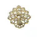 Gold Plated CZ Cubic Zirconia Inlaid Fancy Peacock Copper Slider - Measures 40mm x 40mm, Approx. - Sold Individually, RANDOM