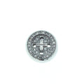 Silver Plated CZ Cubic Zirconia Round Button Shaped Copper Bead - Measures 10mm.  - Sold Individually, RANDOM