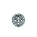 Silver Plated CZ Cubic Zirconia Round Button Shaped Copper Bead - Measures 10mm.  - Sold Individually, RANDOM