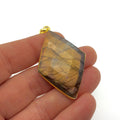 OOAK Gold Plated Faceted Flat Back Labradorite Diamond  Bezel Pendant &quot;LD2&quot;- Measures 30mm x 45mm Approx. - Natural Gemstone