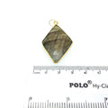 OOAK Gold Plated Faceted Flat Back Labradorite Diamond  Bezel Pendant &quot;LD20&quot;- Measures 25mm x 37mm Approx. - Natural Gemstone