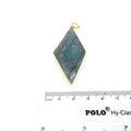 OOAK Gold Plated Faceted Flat Back Labradorite Diamond  Bezel Pendant &quot;LD21&quot;- Measures 25mm x 57mm Approx. - Natural Gemstone