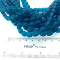 8mm x 10mm Matte Semi Transparent Teal Oval Shaped Indian Beach/Sea Beadlanta Glass Beads - Sold by 15" Strand - ~38 Beads per Strand