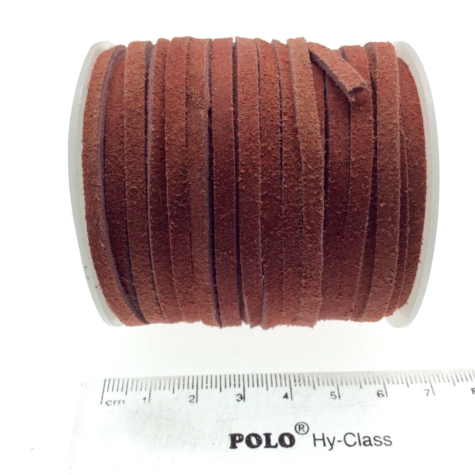 FULL SPOOL - Matte Brick Red Leather Cord - Measuring 3mm - 25 yards per spool - Flat Jewelry Cord