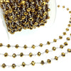 Gold Plated Copper Rosary Chain with 6mm Faceted Opaque AB Metallic Gold Glass Crystal Beads - Sold by the Foot! - Beaded Chain