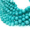 8mm Faceted Dyed Turquoise Blue Natural Jade Round/Ball Shaped Beads with 1mm Beading Holes - Sold by 15.25" Strands (Approx. 47 Beads)