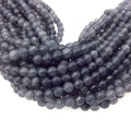 6mm Faceted Assorted Dark Gray Natural Jade Round/Ball Shaped Beads with 1mm Beading Holes - Sold by 15.5" Strands (Approximately 61 Beads)