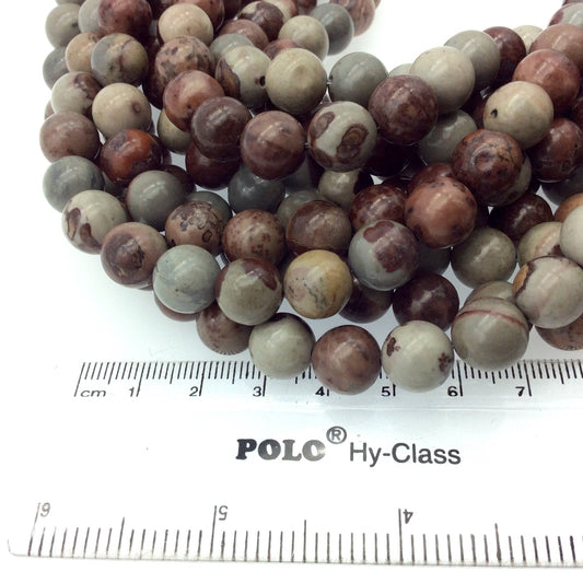 10mm Glossy Natural Owyhee Jasper Round/Ball Shaped Beads with 1mm Holes - Sold by 15.25" Strands (Approx. 38 Beads) - Quality Gemstone