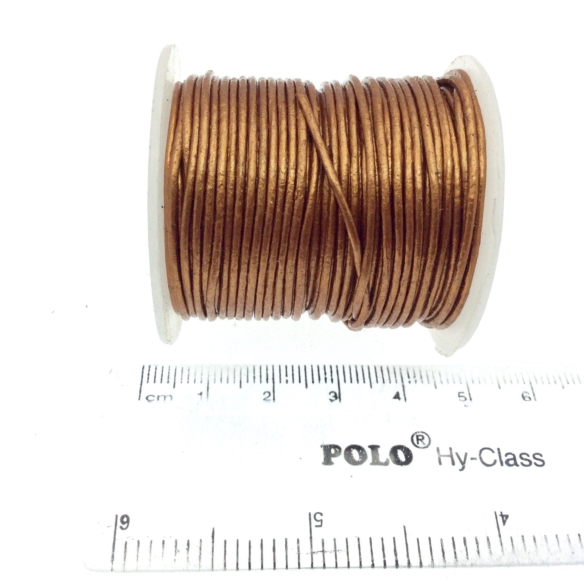 FULL SPOOL - Metallic Bronze Leather Cord - Measuring .5mm - 25 yards per spool - Round Leather Jewelry Cord
