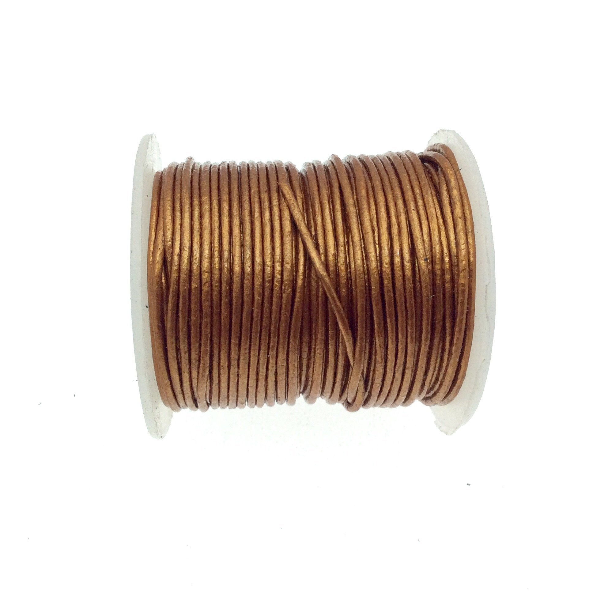 FULL SPOOL - Metallic Bronze Leather Cord - Measuring .5mm - 25 yards per spool - Round Leather Jewelry Cord