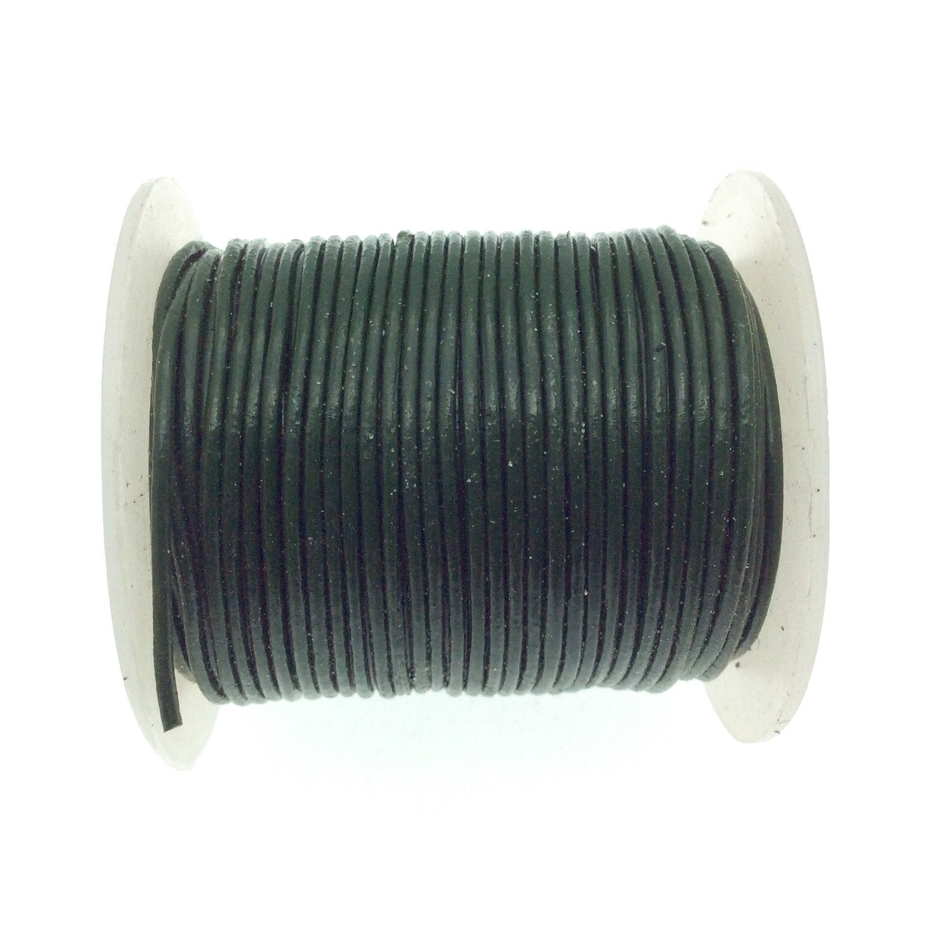 FULL SPOOL - Dark Green Leather Cord - Measuring .5mm - 25 yards per spool - Round Leather Jewelry Cord