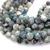 10mm Matte Round/Ball Shaped White/Green Tree Agate Beads - 15.5" Strand (Approx. 39 Beads per Strand) - Natural Semi-Precious Gemstone