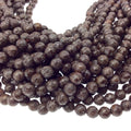 6mm Faceted Natural Brown Snowflake Jasper Round/Ball Shaped Beads with 1mm Holes - Sold by 15" Strands (~ 60 Beads) - Quality Gemstone