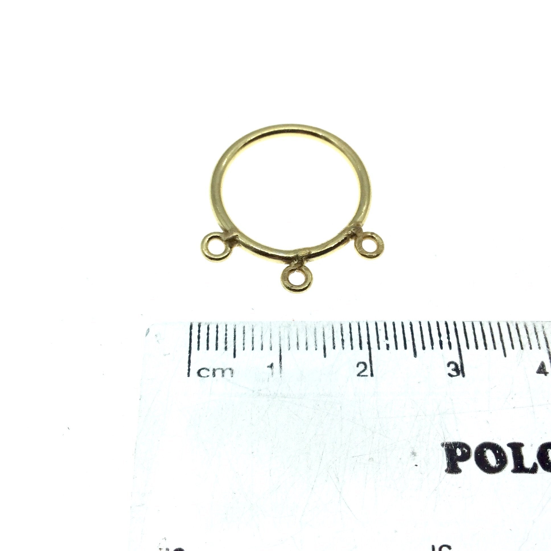 20mm Gold Finish Open Circle with Three Rings Shaped Plated Copper Connector Components - Sold in Packs of 10 Pieces - (662-GD)