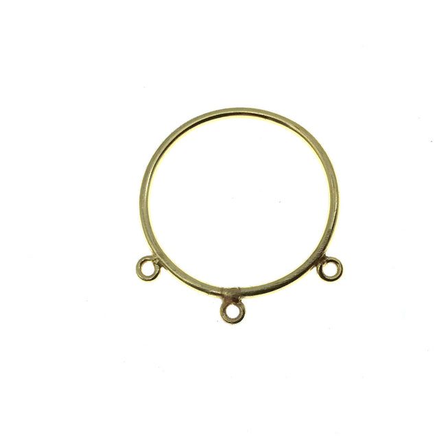 30mm Gold Finish Open Circle with Three Rings Shaped Plated Copper Connector Components - Sold in Packs of 10 Pieces - (661-GD)