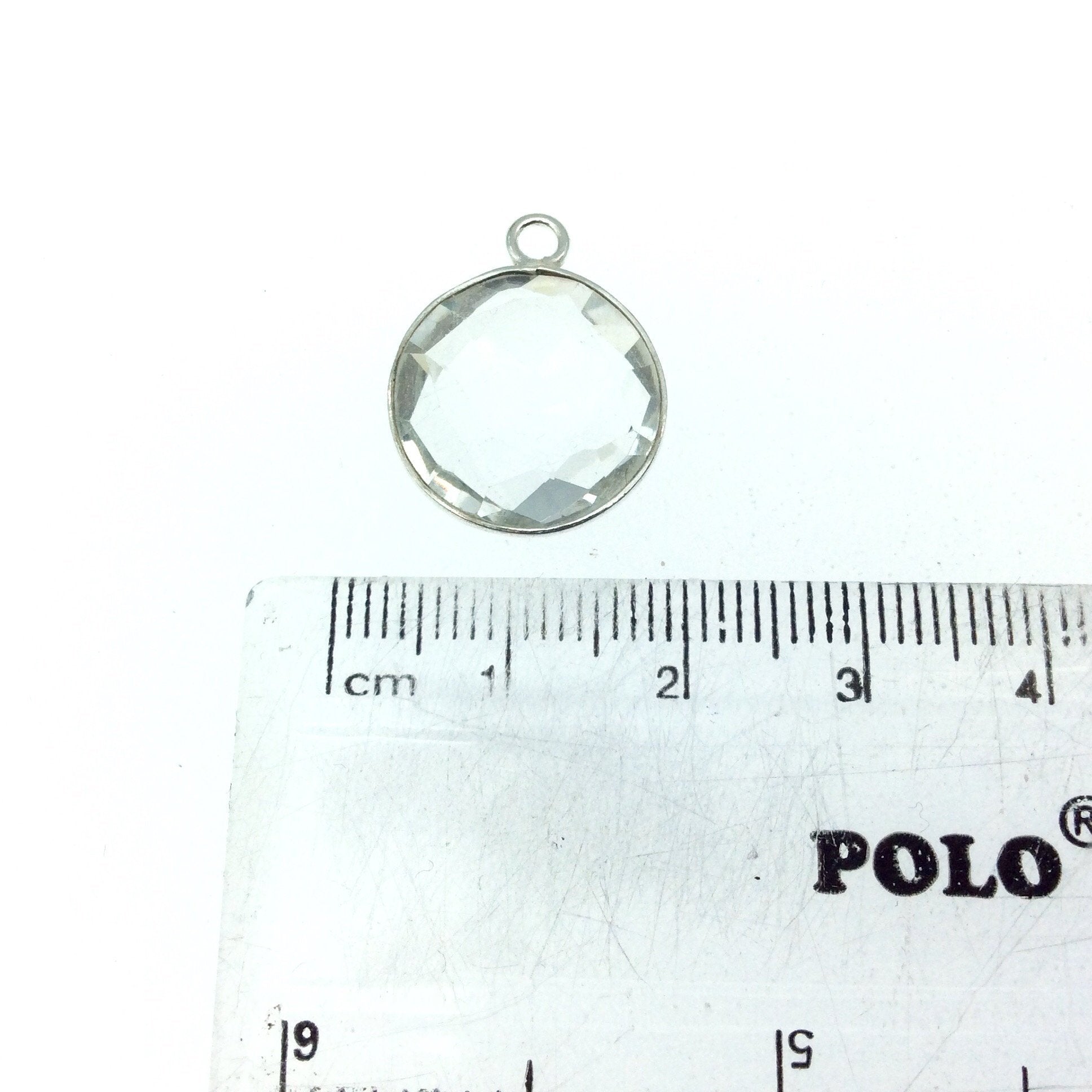 BULK PACK of Six (6) Gold Sterling Silver Pointed/Cut Stone Faceted Round/Coin Shaped Clear Quartz Bezel Pendants - Measuring 6 x 6mm