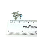 BULK LOT - Pack of Six (6) Gunmetal Sterling Silver Pointed/Cut Stone Faceted Teardrop Shaped Labradorite Bezel Pendants-Measuring 5mm x 7mm