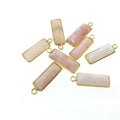 Gold Vermeil Faceted Cut Stone Rectangle Shaped Pink Opal Bezel Pendant - Measuring 5mm x 15mm - Sold Per Piece