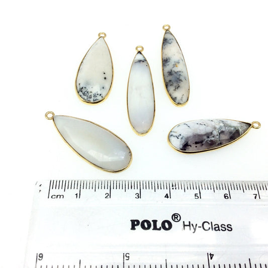 Jeweler's Lot OOAK Gold Plated Natural Dendritic Opal Faceted Assorted Shape Copper Bezel Pendants "F" - Assorted Sizes - Sold as Shown!