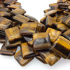 Smooth Tiger Eye Flat Diamond Shaped Beads - Measuring 18mm x 18mm - 16" Strand (Approximately 18 Beads) - Natural Gemstone Bead Strand