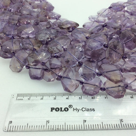15mm x 20mm Glossy Finish Pale Amethyst Faceted Rectangle Shaped Beads with 1mm Holes - 15" Strand (Approx. 21 Beads per Strand)