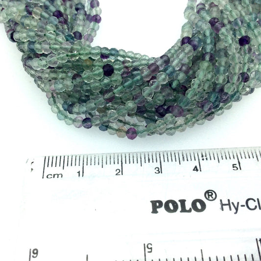Holiday Special! 3mm x 3mm Faceted Natural Rainbow Fluorite Round Beads - 13" Strand (~ 115 Beads)