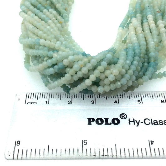 Holiday Special! 2-3mm x 2-3mm Faceted Natural Gradient Mixed Amazonite Rondelle Shaped Beads - 13" Strand (~ 125 Beads)