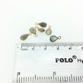 BULK LOT - Pack of Six (6) Gold Sterling Silver Pointed/Cut Stone Faceted Teardrop Shaped Labradorite Bezel Pendants-Measuring 5mm x 7mm